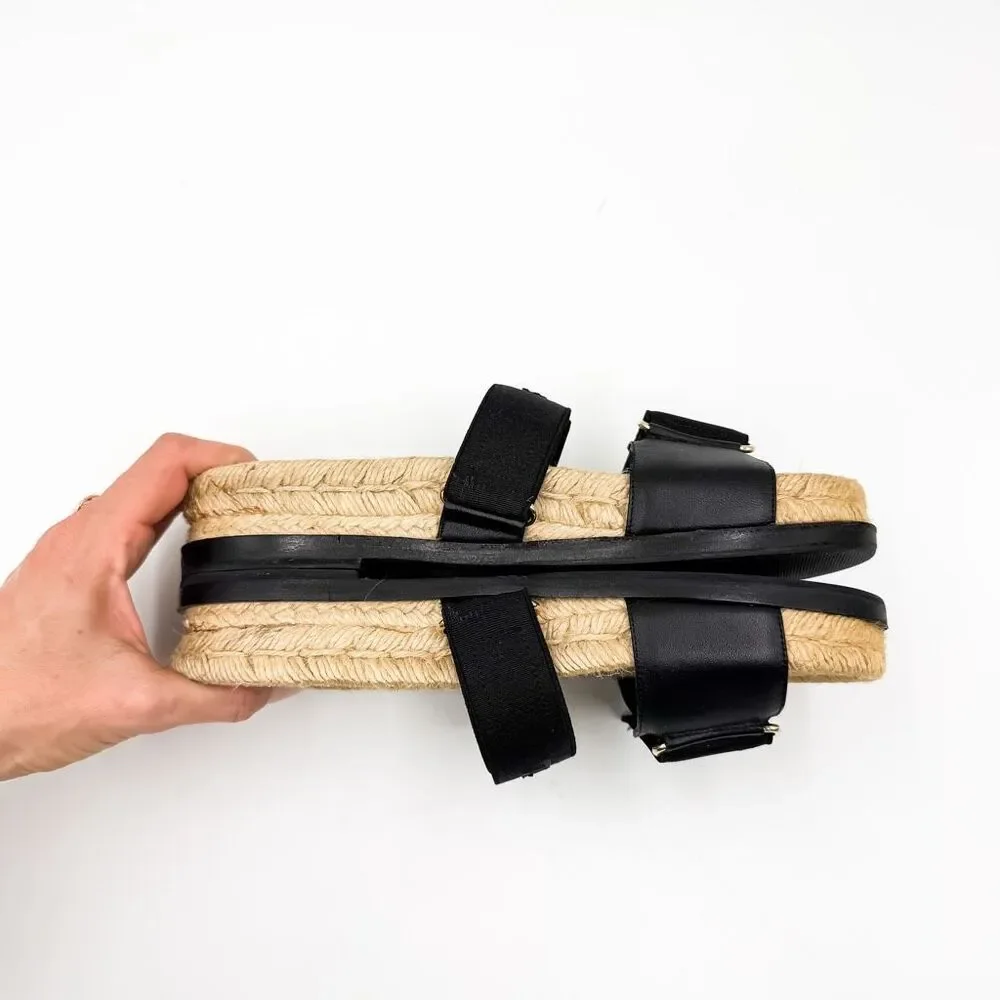 Chanel CC Monogram Black Sandals Espadrille Slides EU 37
